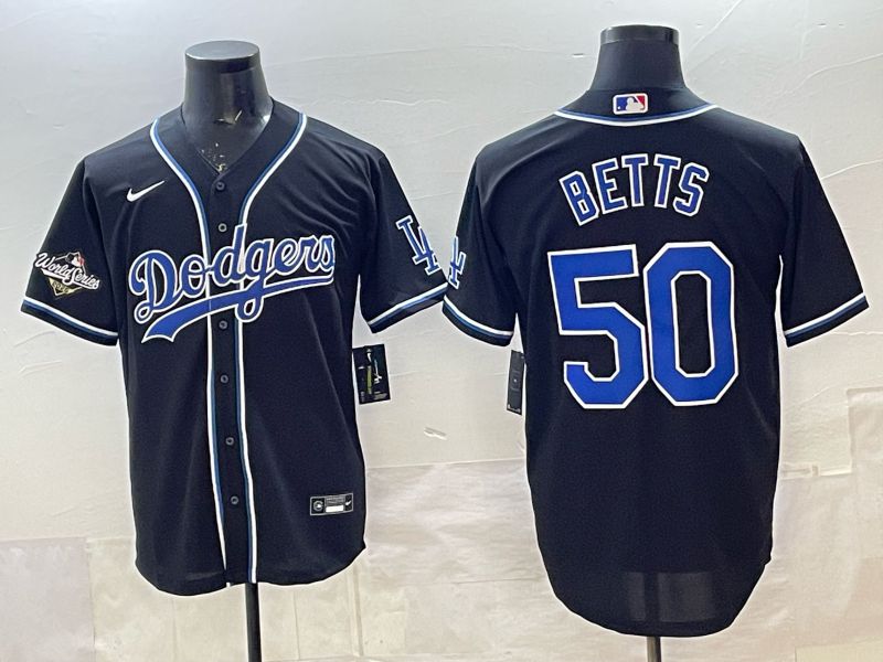 Men 2025 Nike Los Angeles Dodgers #50 Betts Black MLB Jersey style 006